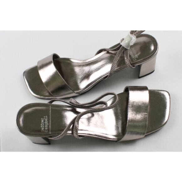 Jeffery Campbell Shoes Adapt Block Heel Sandals Pewter Women 9.5 New Dressy - Picture 2 of 9